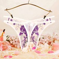 P629 - Celana Dalam Panties Hipster Putih Transparan Crotchless Bordir Bunga Tali 2 - 2