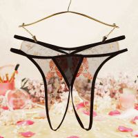 P636 - Celana Dalam Panties Hipster Hitam Transparan Crotchless Bordir Bunga Tali 2 - Thumbnail 2