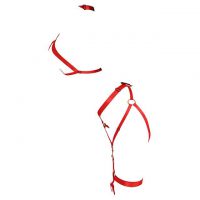 B354 - Lingerie Set Bralette Halterneck Open Cup Merah, Celana Dalam Crotchless, Gelang Wristband - Thumbnail 2
