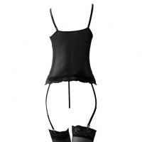 L1282 - Baju Tidur Lingerie Bustier Corset Dress Hitam Transparan Bra Kawat Garter Strap Stocking - Thumbnail 2