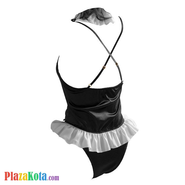 L1283 - Lingerie Costume Cosplay Maid Waitress Pelayan Tali Silang Hitam Kalung Choker Gelang Wristband - Photo 2