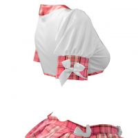L1292 - Lingerie Costume Cosplay Student Pelajar Seragam Sekolah Putih Lengan Pendek Rok Mini Pink - 2