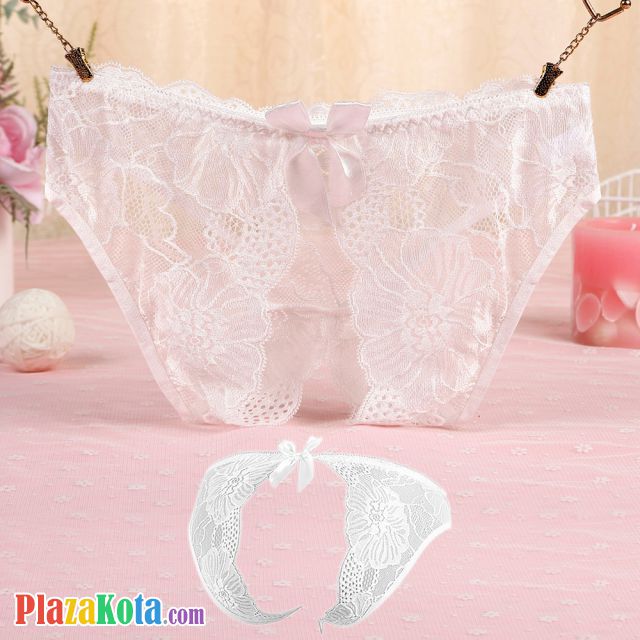 P638 - Celana Dalam Panties Hipster Putih Transparan Terbuka Belakang