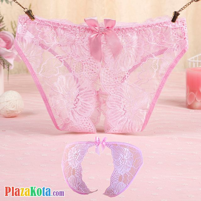 P639 - Celana Dalam Panties Hipster Pink Transparan Terbuka Belakang - Photo 1