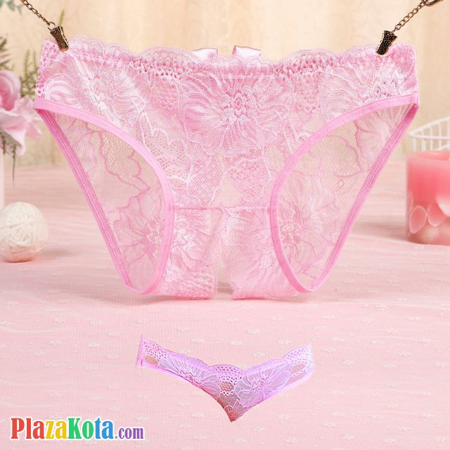 P639 - Celana Dalam Panties Hipster Pink Transparan Terbuka Belakang - Photo 2