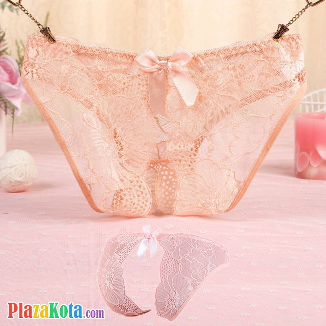 P642 - Celana Dalam Panties Hipster Krem Transparan Terbuka Belakang - Photo 1