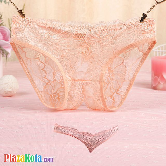 P642 - Celana Dalam Panties Hipster Krem Transparan Terbuka Belakang - Photo 2