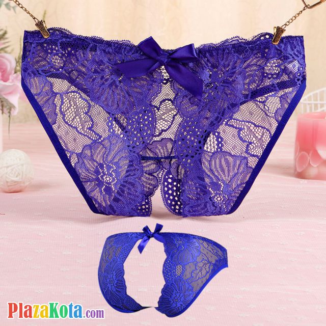 P643 - Celana Dalam Panties Hipster Biru Transparan Terbuka Belakang - Photo 1