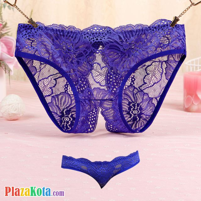 P643 - Celana Dalam Panties Hipster Biru Transparan Terbuka Belakang - Photo 2