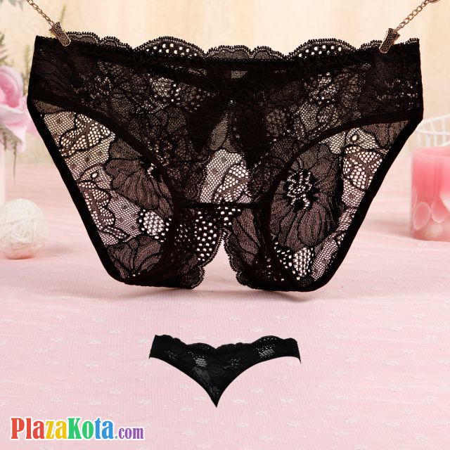 P644 - Celana Dalam Panties Hipster Hitam Transparan Terbuka Belakang - Photo 2