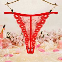 GS366 - Celana Dalam G-String Wanita T-Back Merah Tepi Bordir - Thumbnail 2