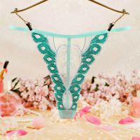 GS367 - Celana Dalam G-String Wanita T-Back Hijau Tepi Bordir