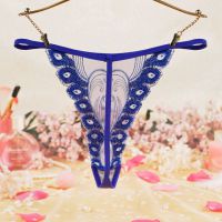 GS369 - Celana Dalam G-String Wanita T-Back Biru Tepi Bordir - Thumbnail 2