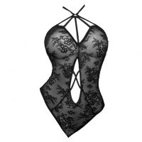 L1304 - Baju Tidur Lingerie Teddy Bodysuit Dress Halter Hitam Transparan