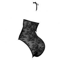 L1304 - Baju Tidur Lingerie Teddy Bodysuit Dress Halter Hitam Transparan - 2