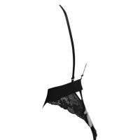 L1305 - Baju Tidur Lingerie Teddy Bodysuit Dress Hitam Bordir Bunga Belahan Dada Rendah - 2