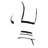 B370 - Bra Set Bralette Open Cup Hitam Celana Dalam Garter Belt Stocking - Thumbnail 2
