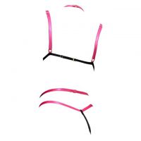 B374 - Bra Set Bralette Hitam Transparan Celana Dalam Tali Magenta - 2