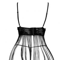 L1315 - Baju Tidur Lingerie Babydoll Mini Dress Hitam Transparan Rumbai - 2