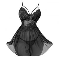 L1317 - Baju Tidur Lingerie Babydoll Mini Dress Hitam Transparan