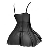 L1317 - Baju Tidur Lingerie Babydoll Mini Dress Hitam Transparan - 2