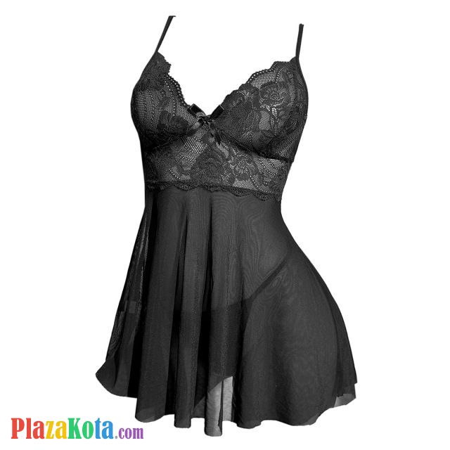L1319 - Baju Tidur Lingerie Babydoll Mini Dress Hitam Transparan - Photo 1