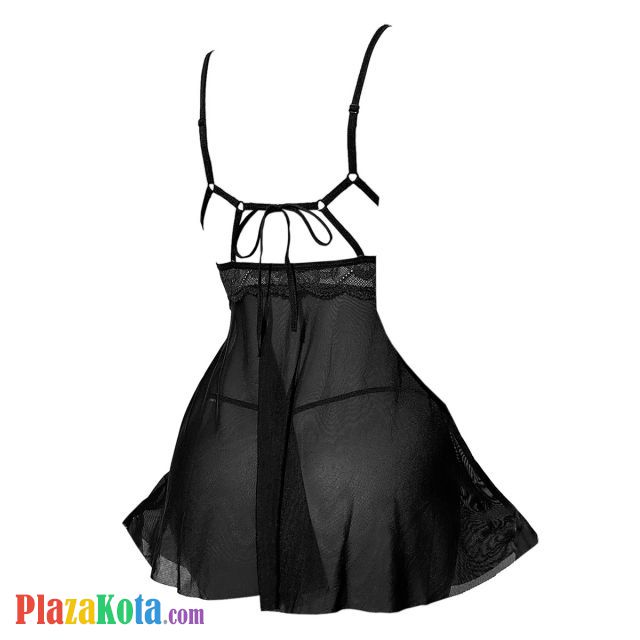 L1319 - Baju Tidur Lingerie Babydoll Mini Dress Hitam Transparan - Photo 2