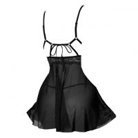 L1319 - Baju Tidur Lingerie Babydoll Mini Dress Hitam Transparan - 2