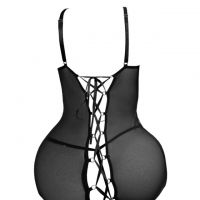 L1323 - Baju Tidur Lingerie Bodycon Sheath Dress Bra Kawat Hitam Transparan - 2