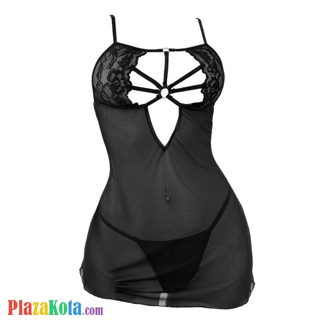 L1324 - Baju Tidur Lingerie Babydoll Mini Dress Hitam Transparan - Photo 1