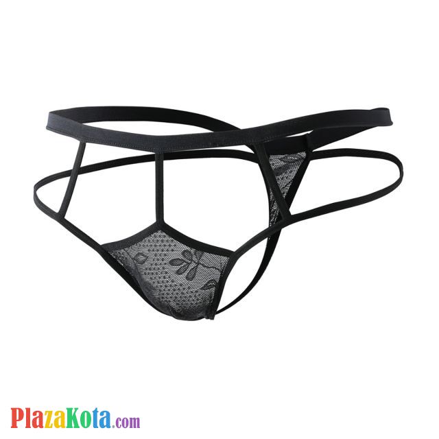 GP076 - Celana Dalam G-String Pria Hitam Transparan - Photo 1