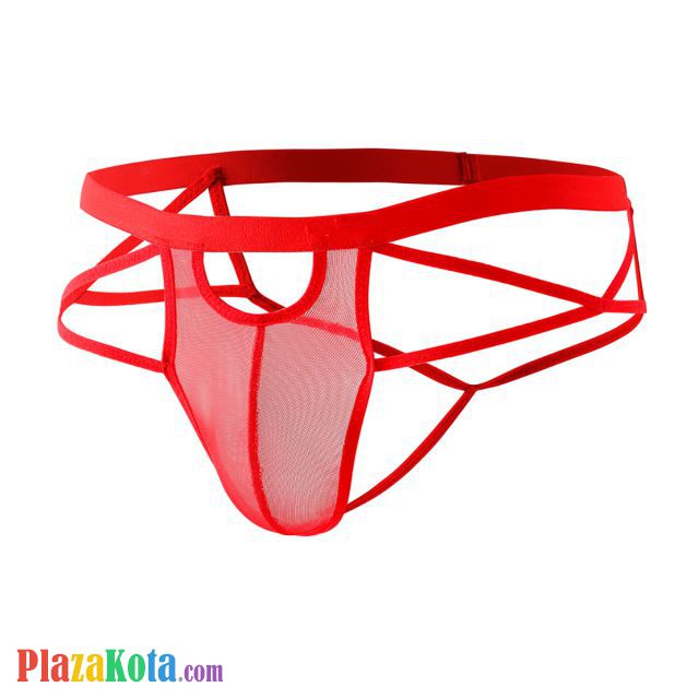 GP079 - Celana Dalam G-String Pria Merah Transparan - Photo 1