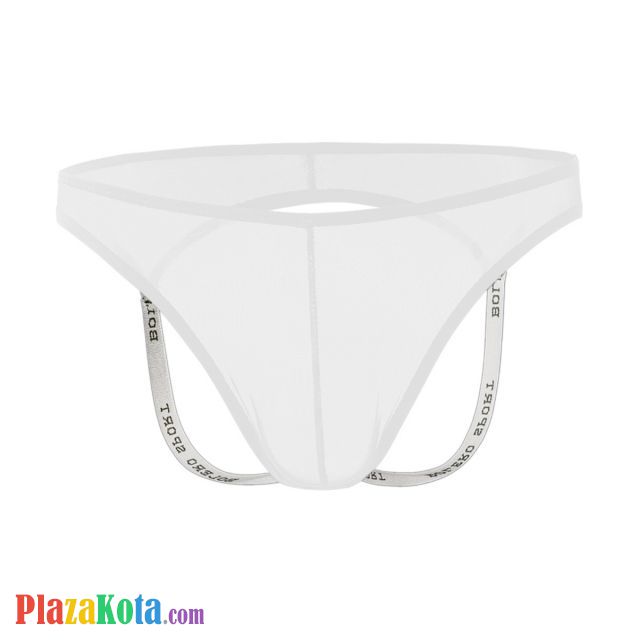 GP081 - Celana Dalam G-String Pria Putih Transparan Terbuka Belakang - Photo 2