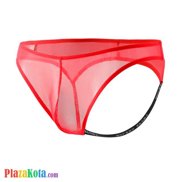 GP083 - Celana Dalam G-String Pria Merah Transparan Terbuka Belakang - Photo 1