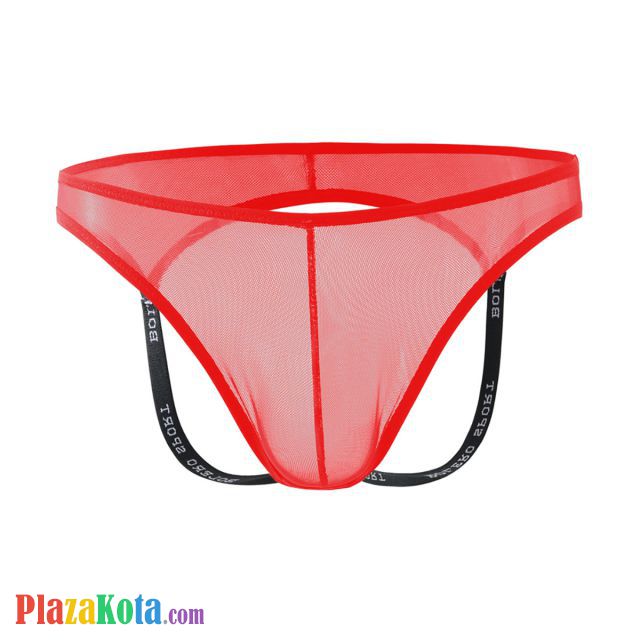 GP083 - Celana Dalam G-String Pria Merah Transparan Terbuka Belakang - Photo 2