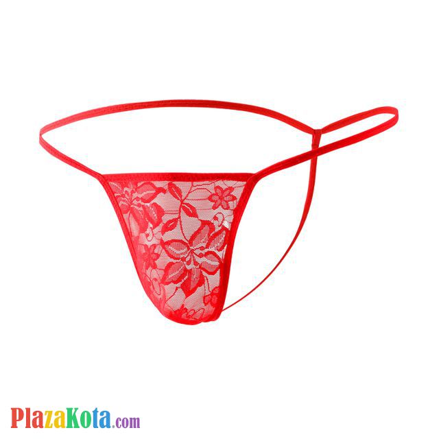 GP085 - Celana Dalam G-String Pria Merah Transparan T-Back - Photo 1