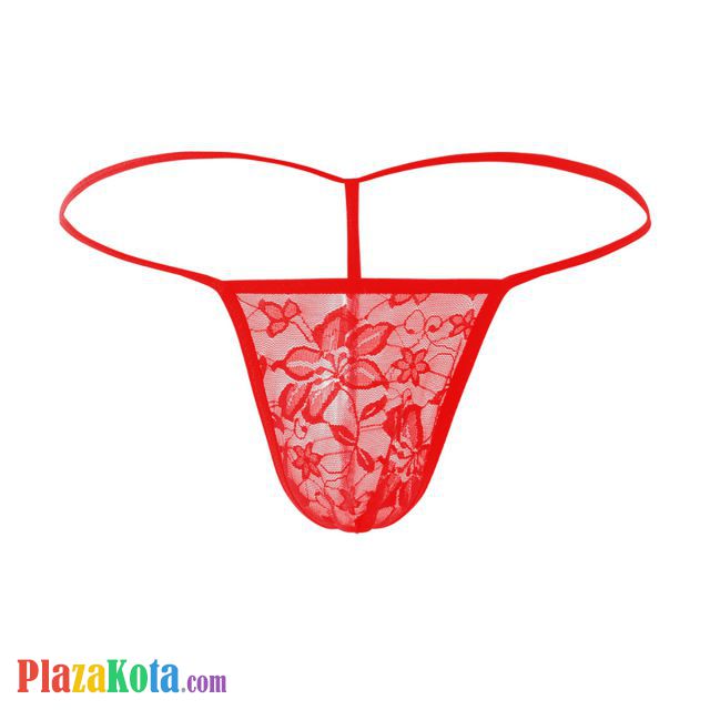 GP085 - Celana Dalam G-String Pria Merah Transparan T-Back - Photo 2