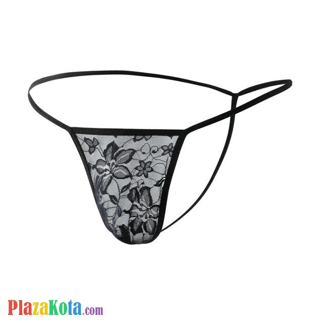 GP086 - Celana Dalam G-String Pria Hitam Transparan T-Back - Photo 1