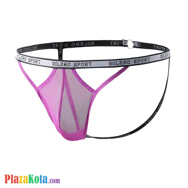GP087 - Celana Dalam G-String Pria Ungu Transparan Terbuka Belakang - Photo 1