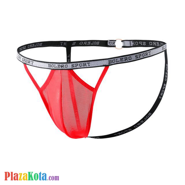 GP088 - Celana Dalam G-String Pria Merah Transparan Terbuka Belakang - Photo 1