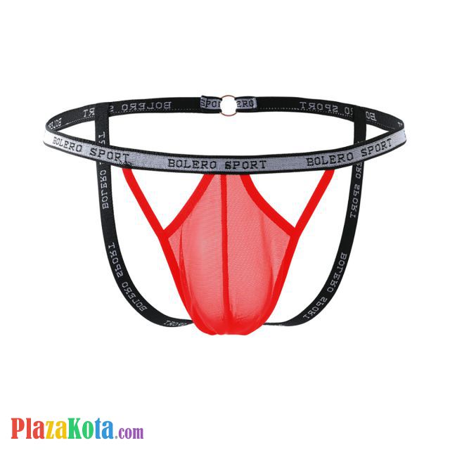 GP088 - Celana Dalam G-String Pria Merah Transparan Terbuka Belakang - Photo 2