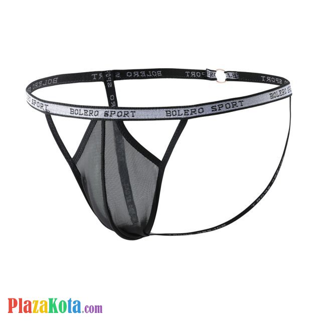 GP089 - Celana Dalam G-String Pria Hitam Transparan Terbuka Belakang - Photo 1