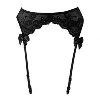 G032 - Garter Belt Stocking Hitam Pita Tali 4