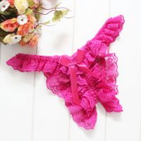 GS393 - Celana Dalam G-String Wanita Crotchless Magenta Karet Renda