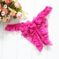 GS393 - Celana Dalam G-String Wanita Crotchless Magenta Karet Renda - Thumbnail 2