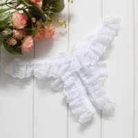 GS394 - Celana Dalam G-String Wanita Crotchless Putih Karet Renda - Thumbnail 2
