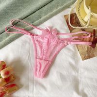 P647 - Celana Dalam Panties Thong Pink Transparan Pita Depan Tali 2