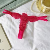P657 - Celana Dalam Panties Thong Magenta Bordir Lebah Tali 2