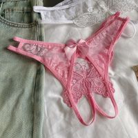 P665 - Celana Dalam Panties Thong Crotchless Pink Bordir Kupu-Kupu Tali 2 - Thumbnail 2