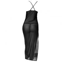 L0228 - Baju Tidur Lingerie Long Gown Gaun Panjang Maxi Dress Hitam Transparan - 2